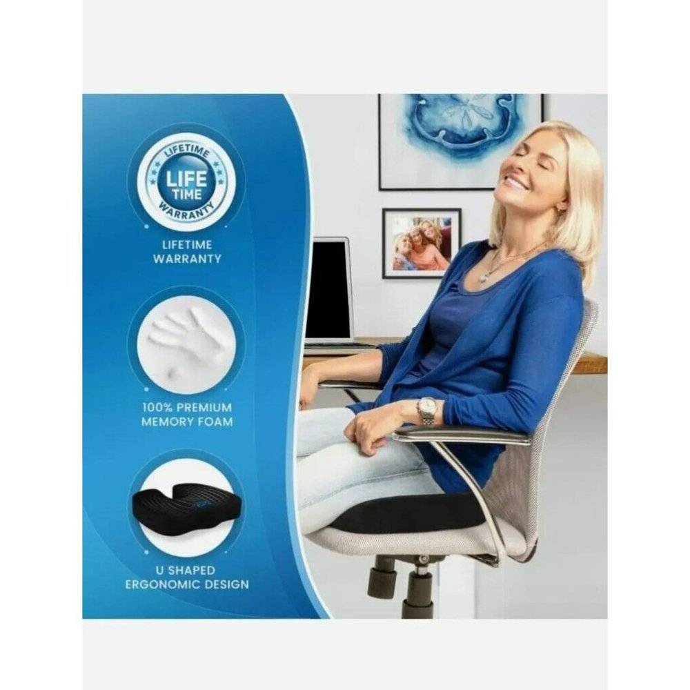 Everlasting Pressure Relief Seat Cushion for Long Sitting Hours - Black - Picture 4 of 12